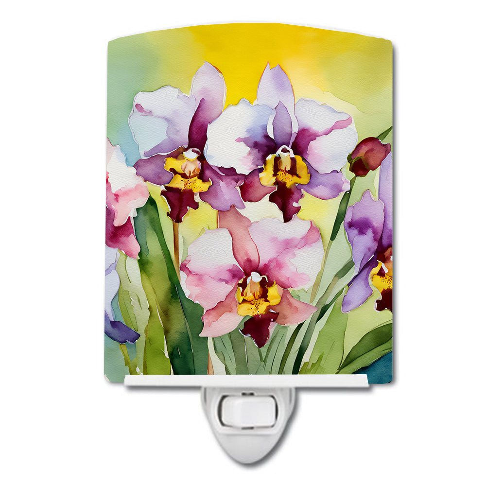 DAC1589CNL 6 x 4 in. Orchids in Watercolor Ceramic Night Light