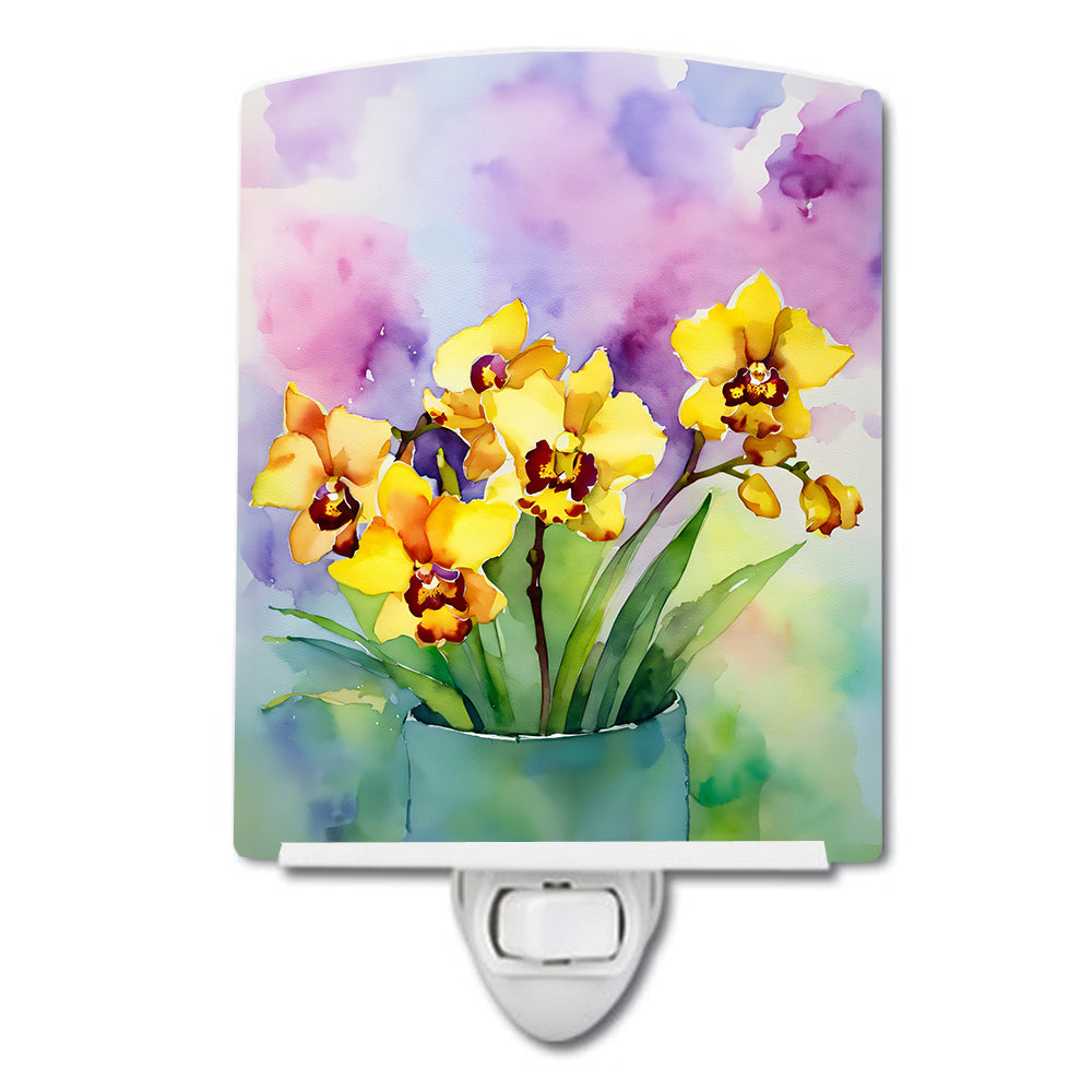 DAC1590CNL 6 x 4 in. Orchids in Watercolor Ceramic Night Light
