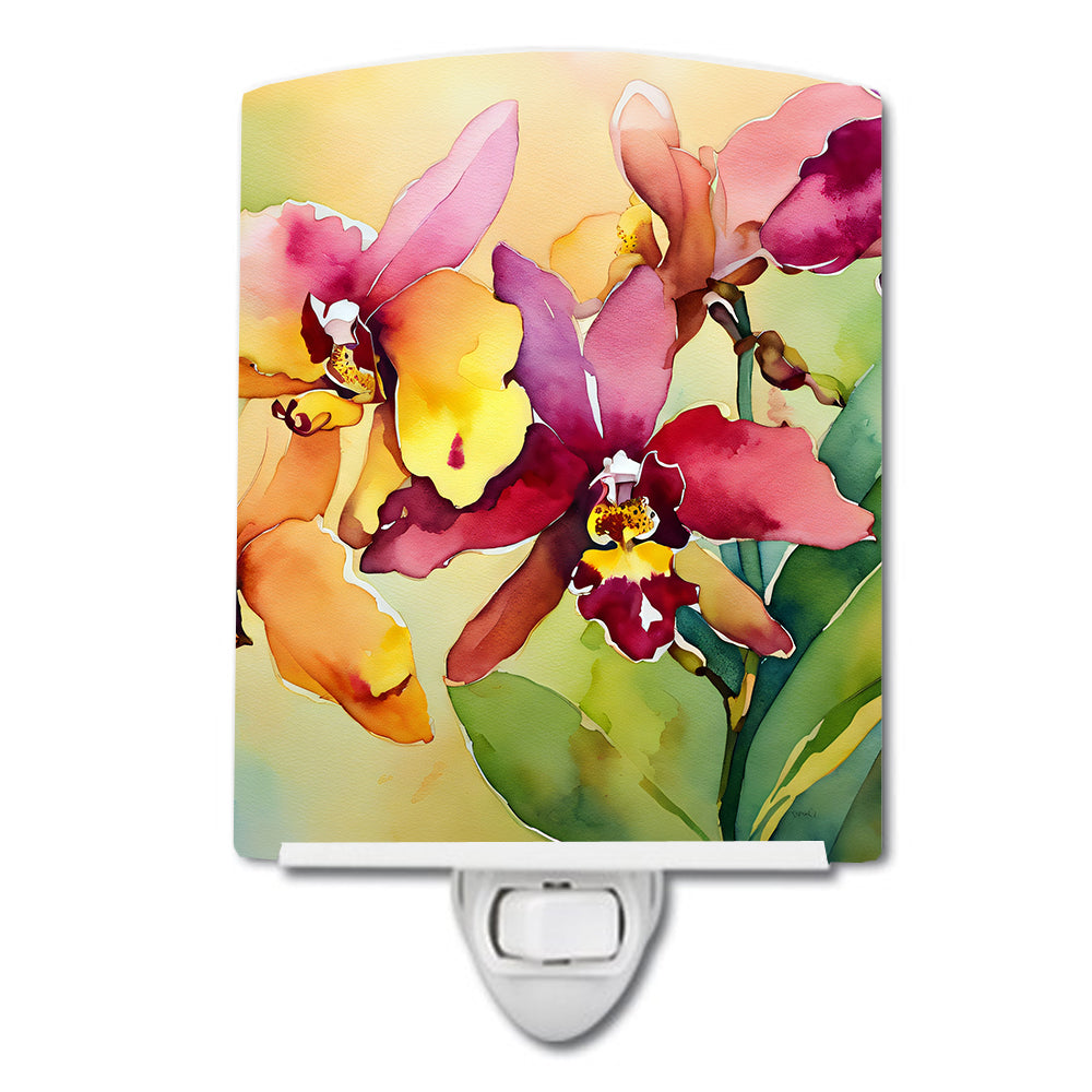 DAC1591CNL 6 x 4 in. Orchids in Watercolor Ceramic Night Light
