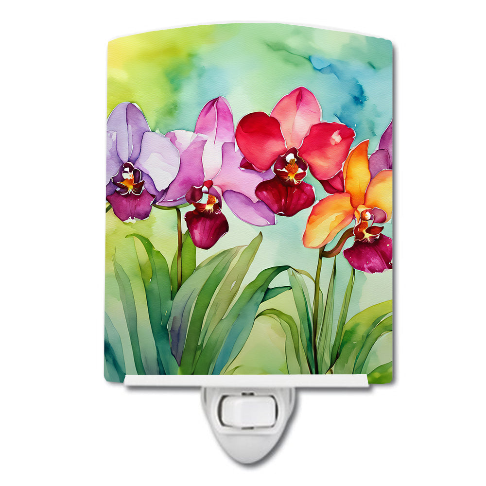 DAC1592CNL 6 x 4 in. Orchids in Watercolor Ceramic Night Light