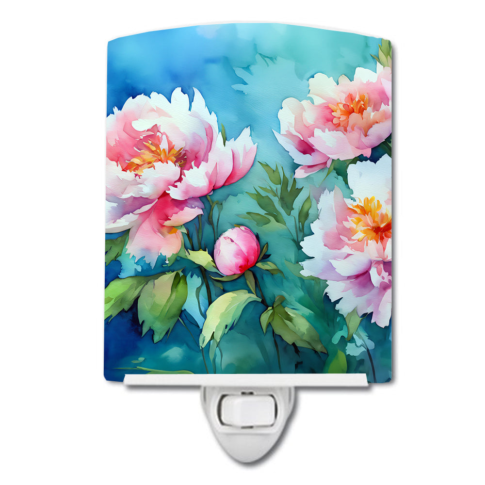 DAC1593CNL 6 x 4 in. Peonies in Watercolor Ceramic Night Light