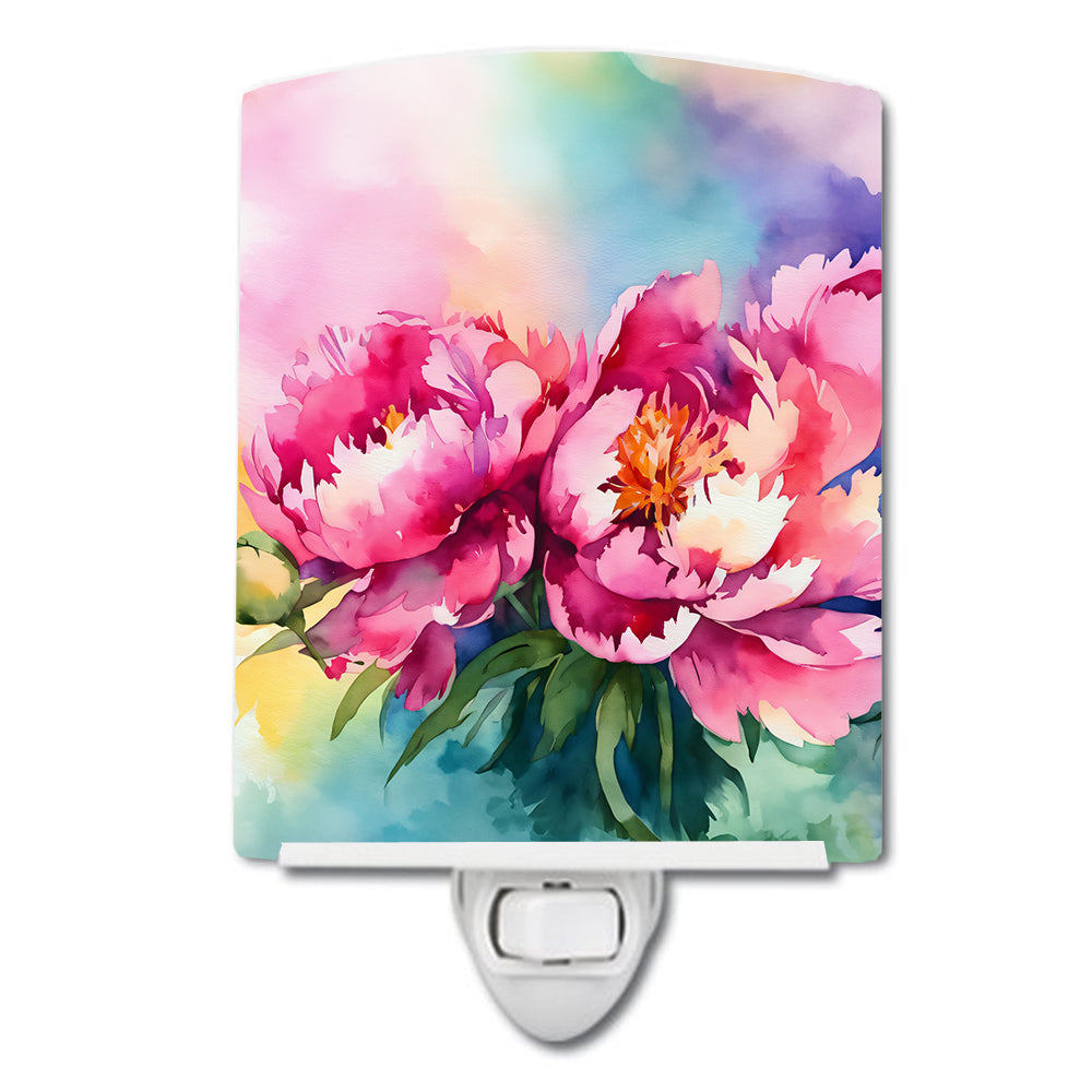 DAC1594CNL 6 x 4 in. Peonies in Watercolor Ceramic Night Light