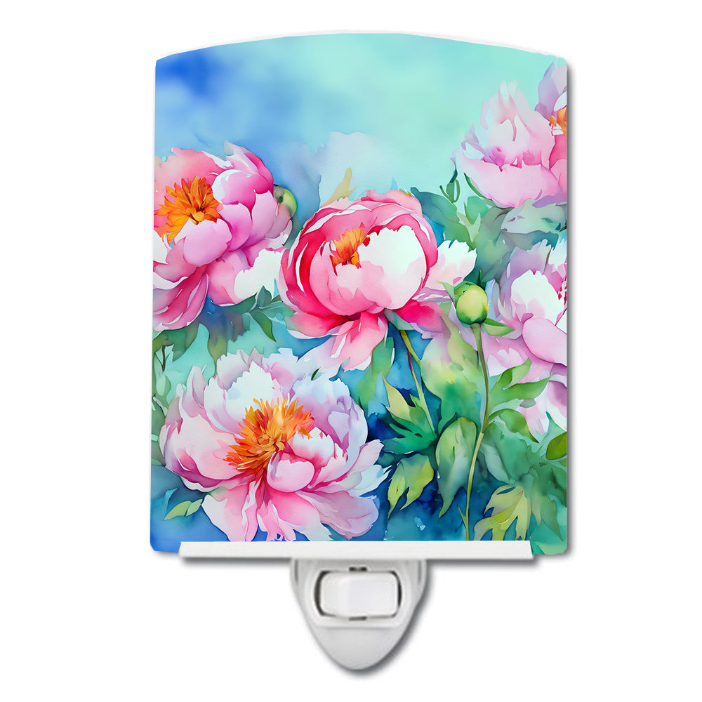 DAC1595CNL 6 x 4 in. Peonies in Watercolor Ceramic Night Light