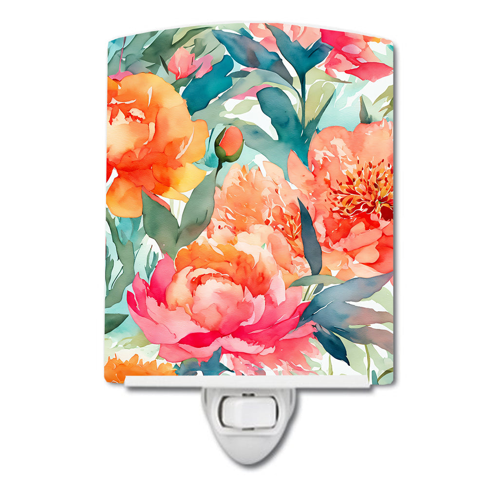 DAC1596CNL 6 x 4 in. Peonies in Watercolor Ceramic Night Light