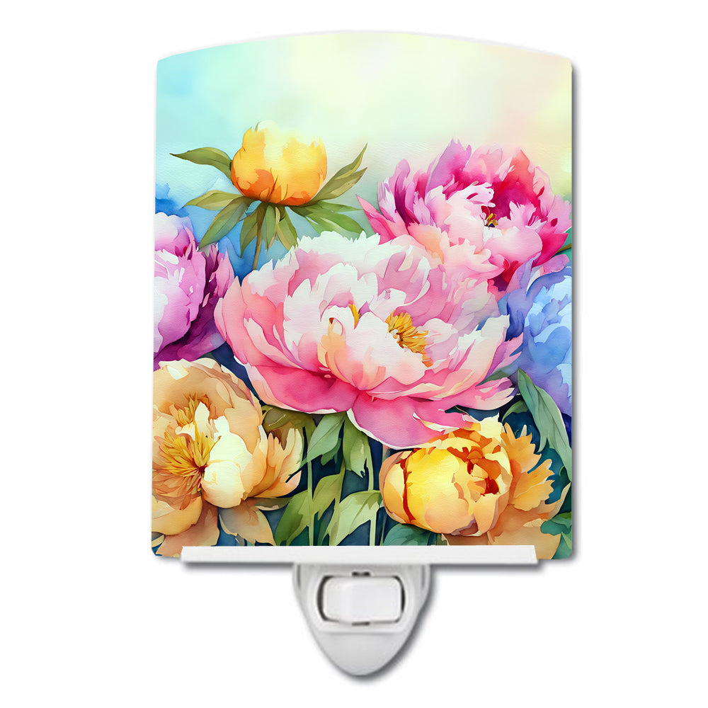 DAC1597CNL 6 x 4 in. Peonies in Watercolor Ceramic Night Light