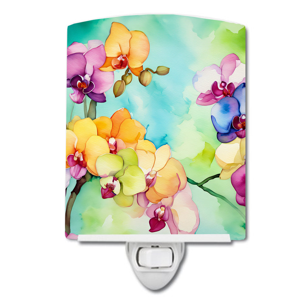 DAC1598CNL 6 x 4 in. Orchids in Watercolor Ceramic Night Light