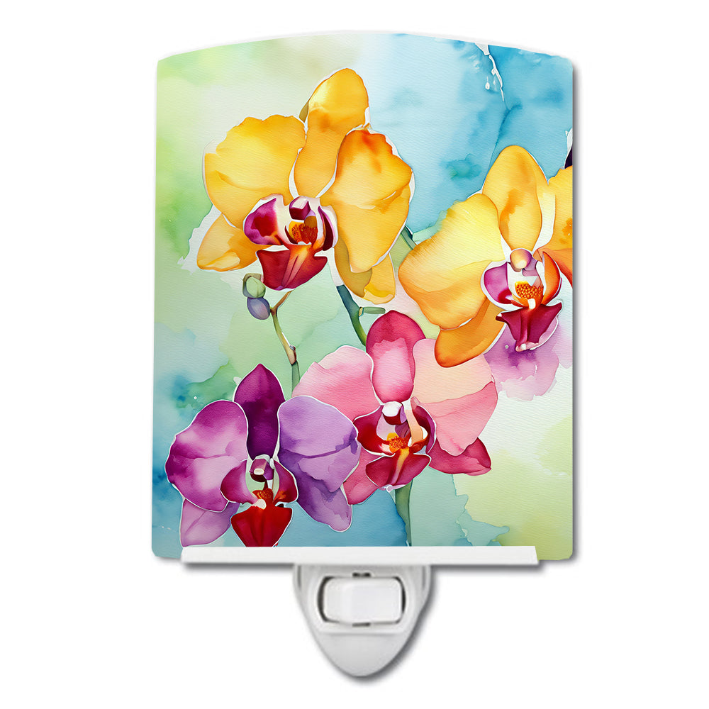 DAC1599CNL 6 x 4 in. Orchids in Watercolor Ceramic Night Light