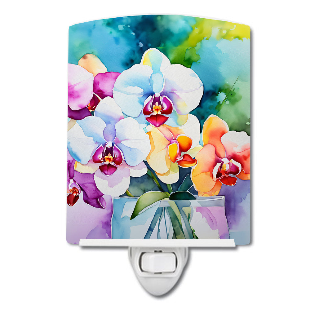 DAC1600CNL 6 x 4 in. Orchids in Watercolor Ceramic Night Light