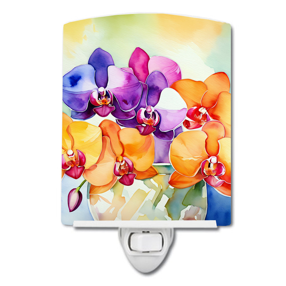 DAC1601CNL 6 x 4 in. Orchids in Watercolor Ceramic Night Light