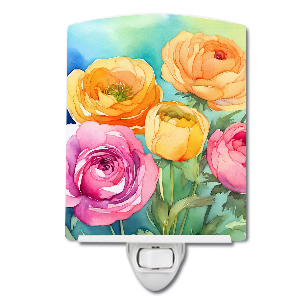 DAC1603CNL 6 x 4 in. Ranunculus in Watercolor Ceramic Night Light