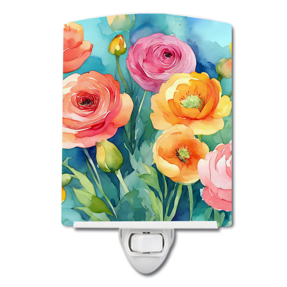 DAC1604CNL 6 x 4 in. Ranunculus in Watercolor Ceramic Night Light