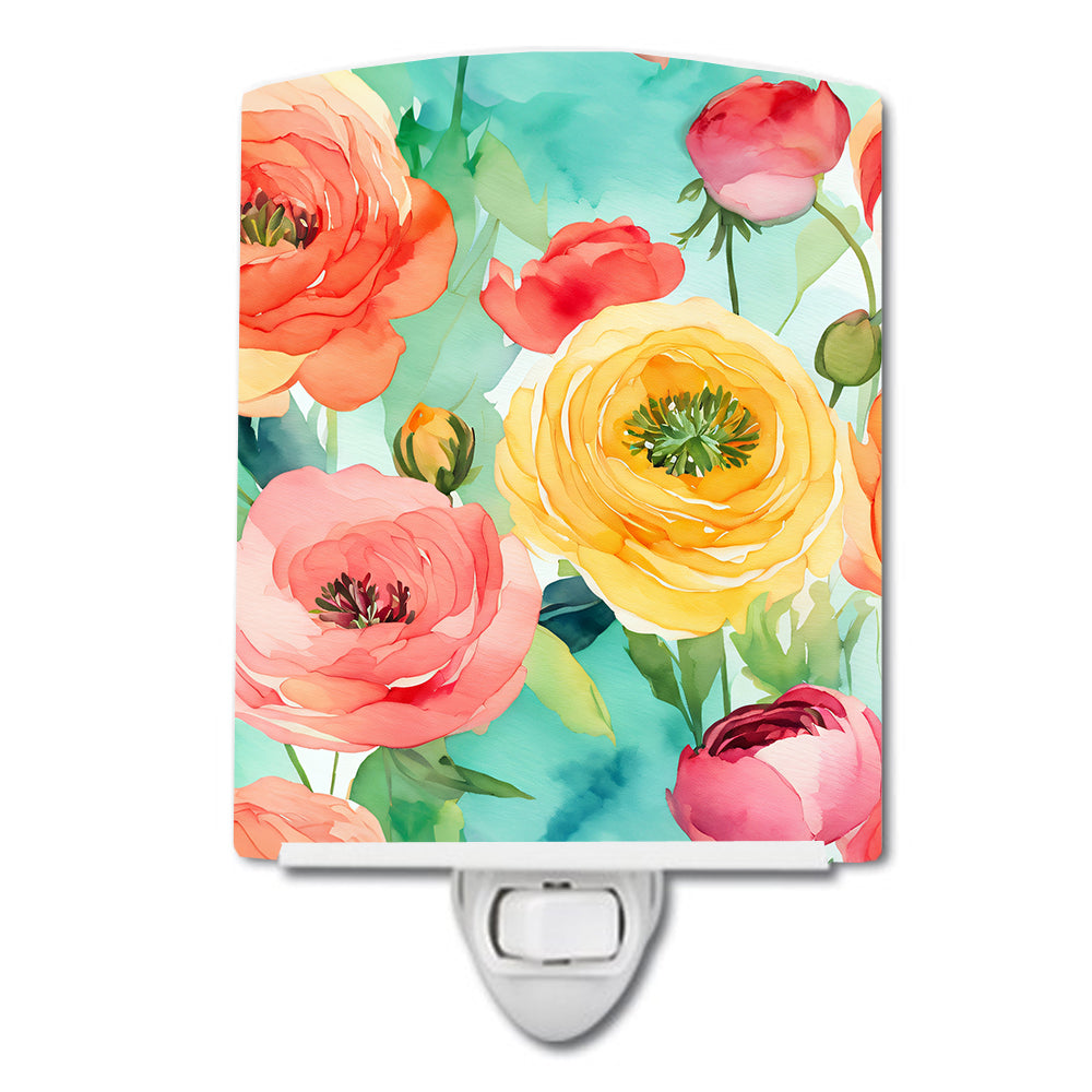 DAC1605CNL 6 x 4 in. Ranunculus in Watercolor Ceramic Night Light