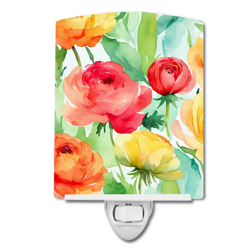 DAC1606CNL 6 x 4 in. Ranunculus in Watercolor Ceramic Night Light
