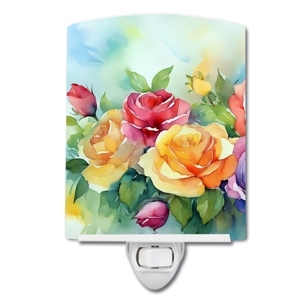 DAC1609CNL 6 x 4 in. Roses in Watercolor Ceramic Night Light