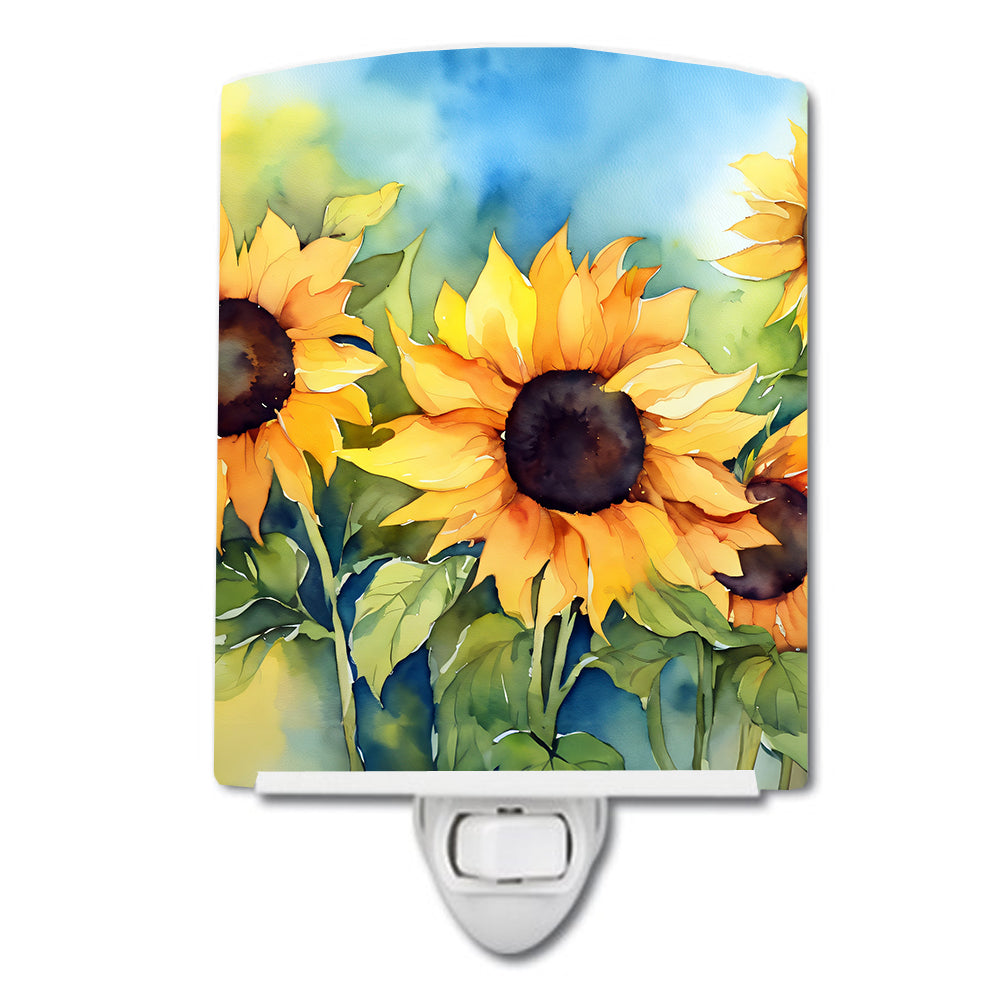 DAC1611CNL 6 x 4 in. Sunflowers in Watercolor Ceramic Night Light