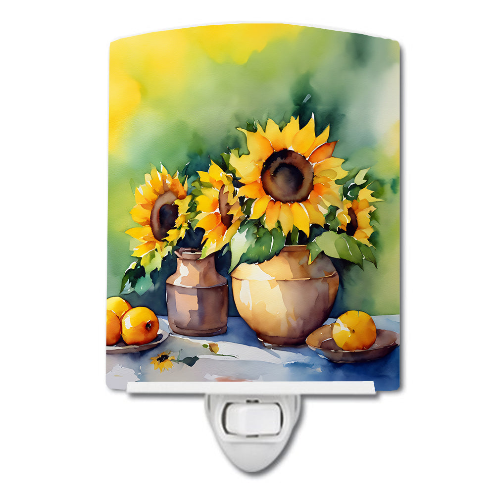 DAC1612CNL 6 x 4 in. Sunflowers in Watercolor Ceramic Night Light