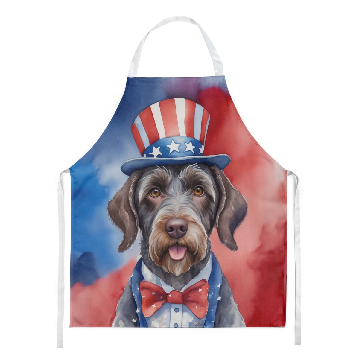 Picture of Carolines Treasures DAC5722APRON 30 x 27 in. German Wirehaired Pointer Patriotic American Apron