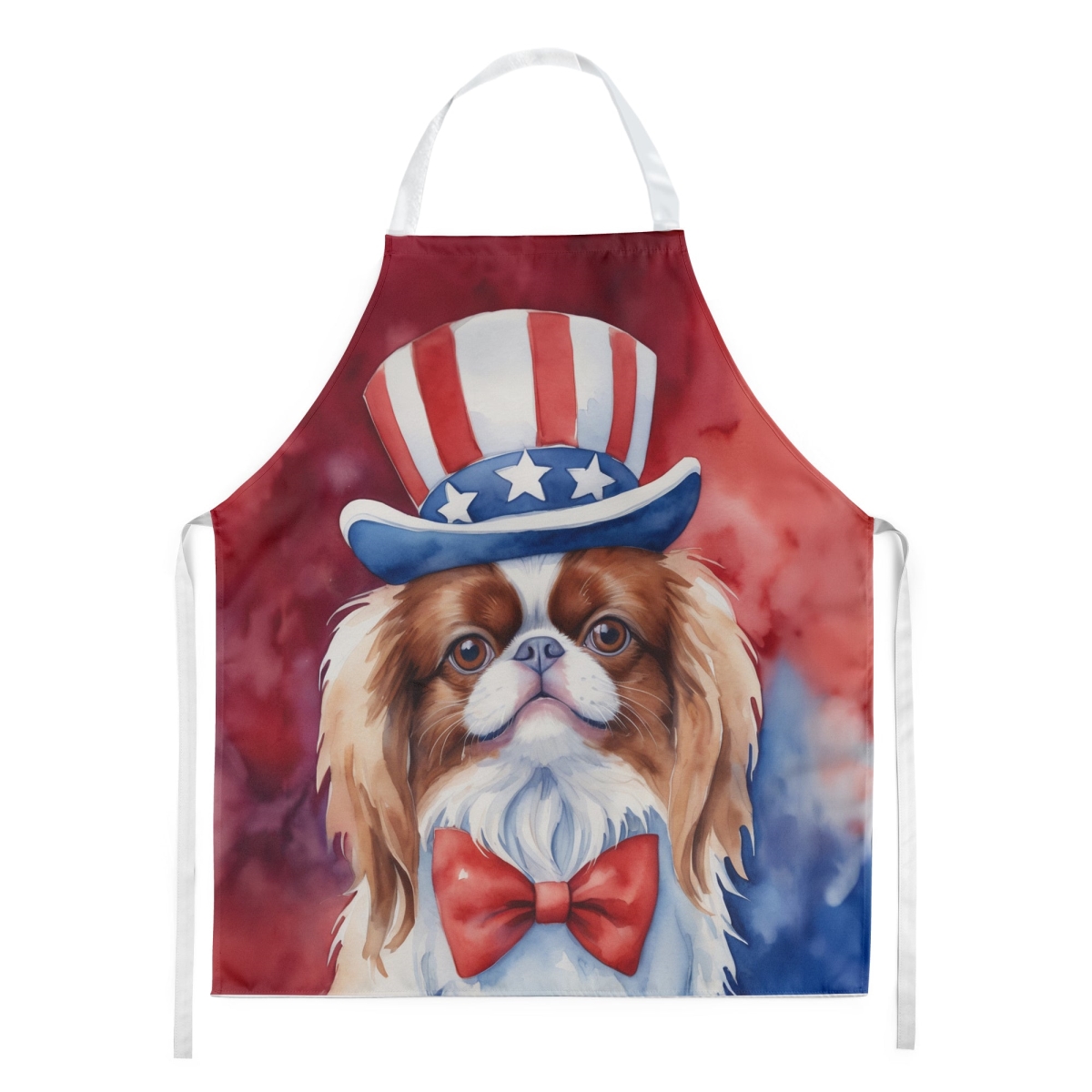 Picture of Carolines Treasures DAC5741APRON 30 x 27 in. Japanese Chin Patriotic American Apron