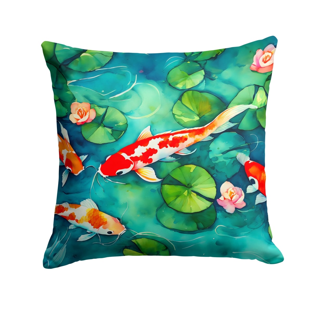 DAC2801PW1414 14 x 14 in. Koi Fish Throw Pillow