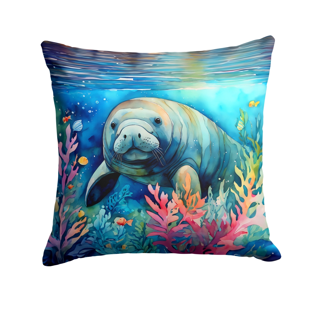 DAC2812PW1414 14 x 14 in. Manatee Throw Pillow