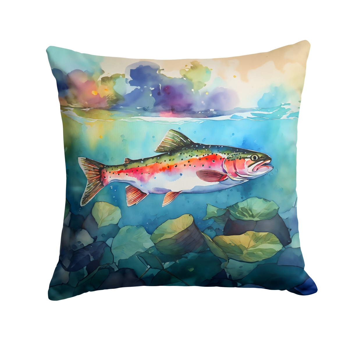 DAC2816PW1414 14 x 14 in. Rainbow Trout Throw Pillow