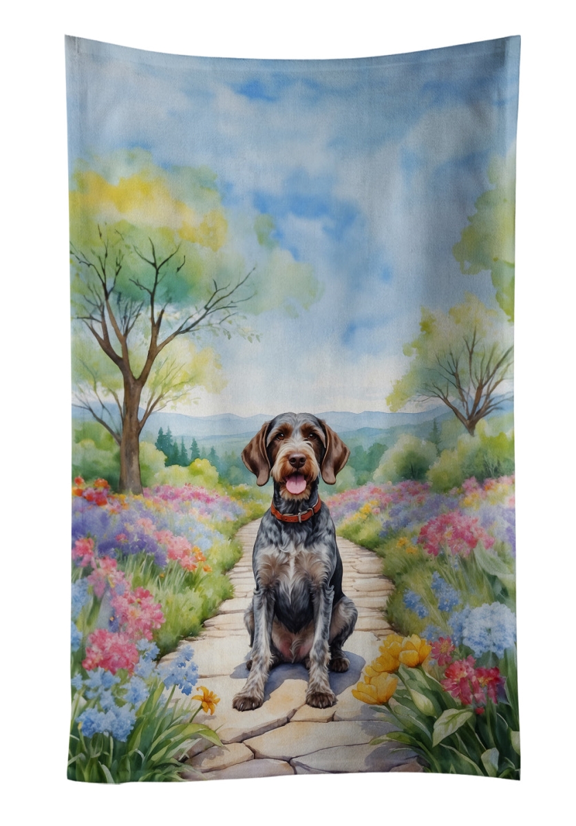 DAC6634KTWL 25 x 15 in. German Wirehaired Pointer Spring Path Kitchen Towel