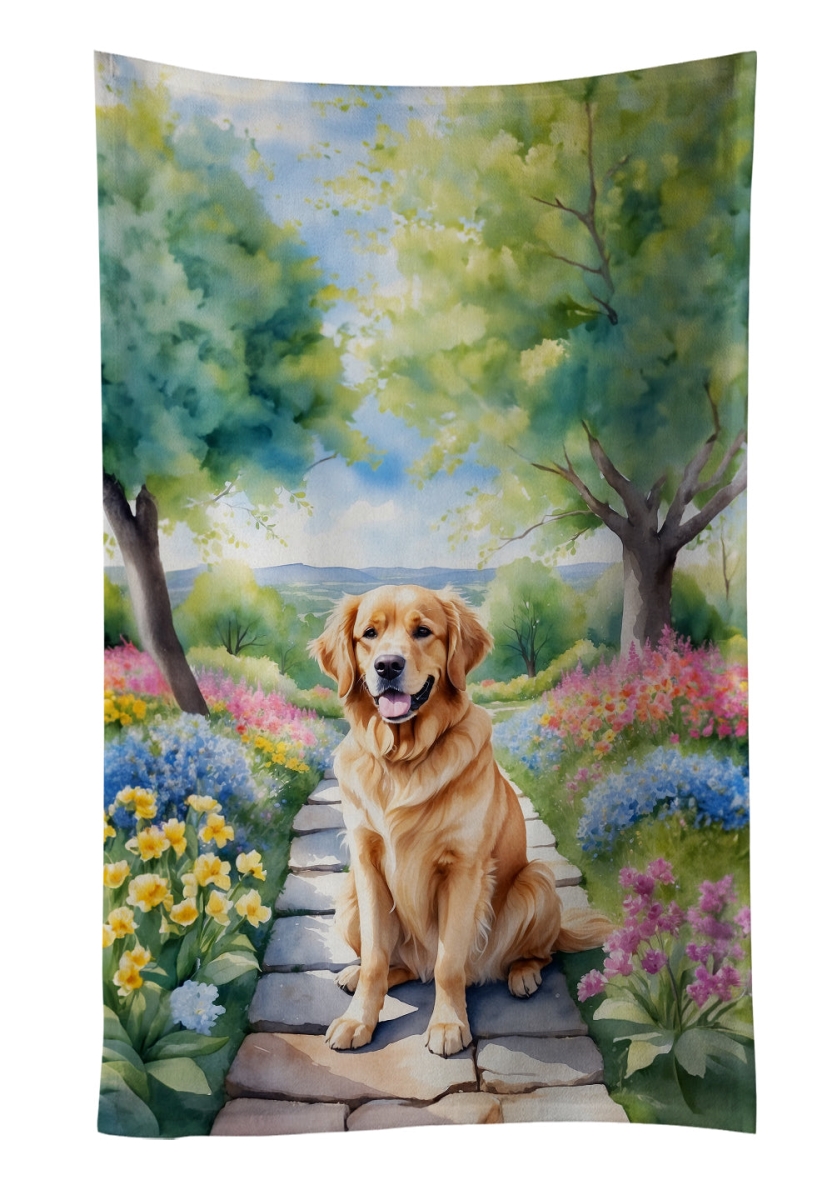 DAC6636KTWL 25 x 15 in. Golden Retriever Spring Path Kitchen Towel