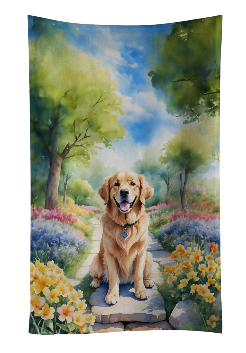 DAC6637KTWL 25 x 15 in. Golden Retriever Spring Path Kitchen Towel