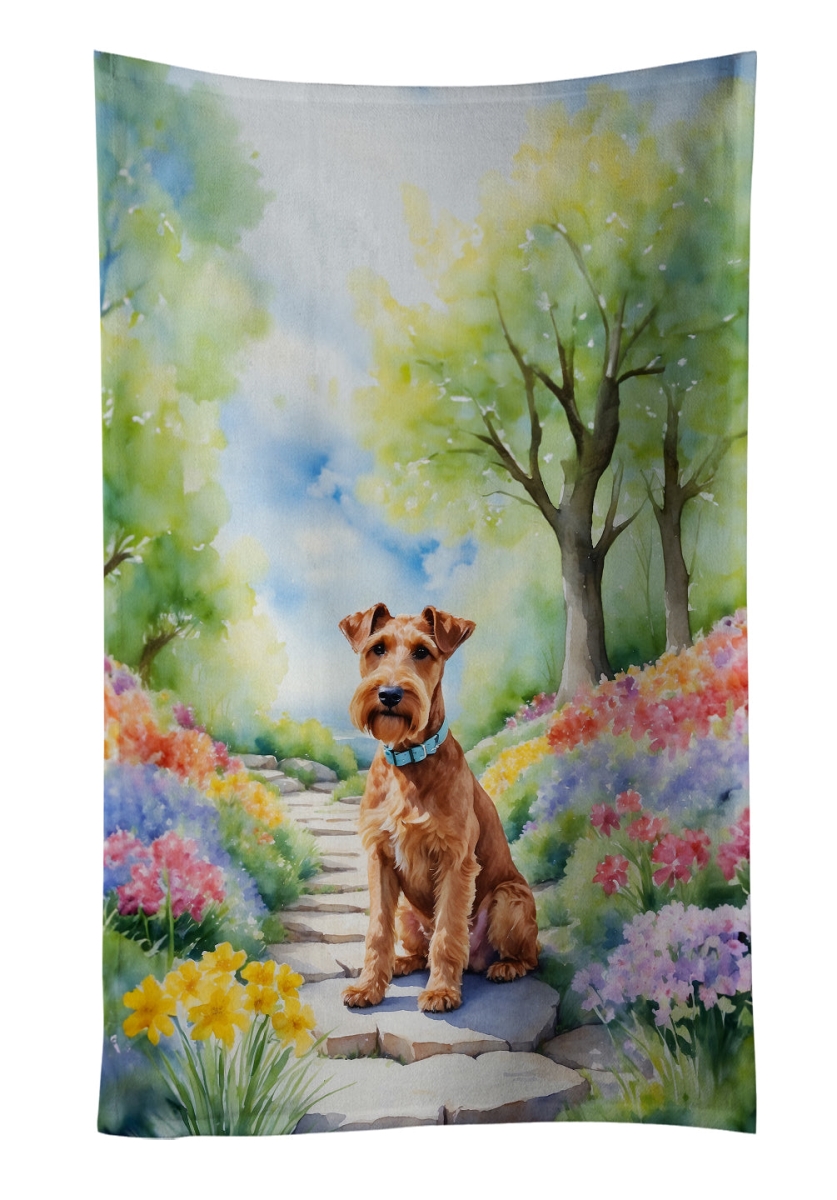 DAC6650KTWL 25 x 15 in. Irish Terrier Spring Path Kitchen Towel