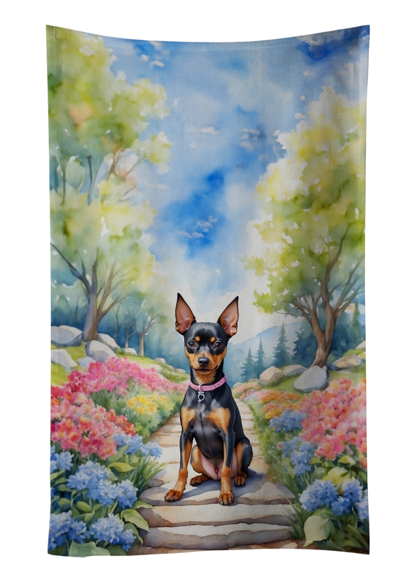 DAC6673KTWL 25 x 15 in. Miniature Pinscher Spring Path Kitchen Towel