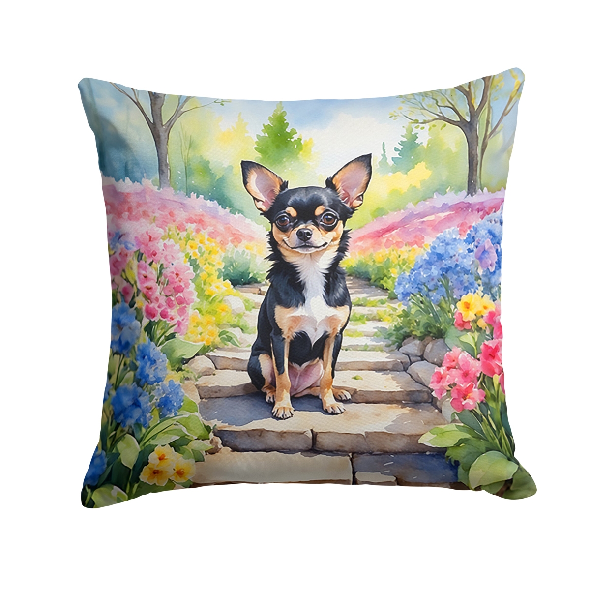 DAC6597PW1414 14 x 14 in. Chihuahua Spring Path Throw Pillow