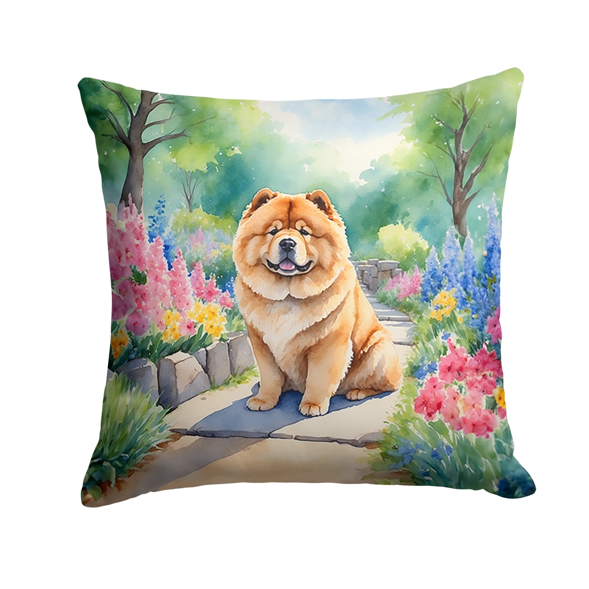 DAC6599PW1414 14 x 14 in. Chow Chow Spring Path Throw Pillow