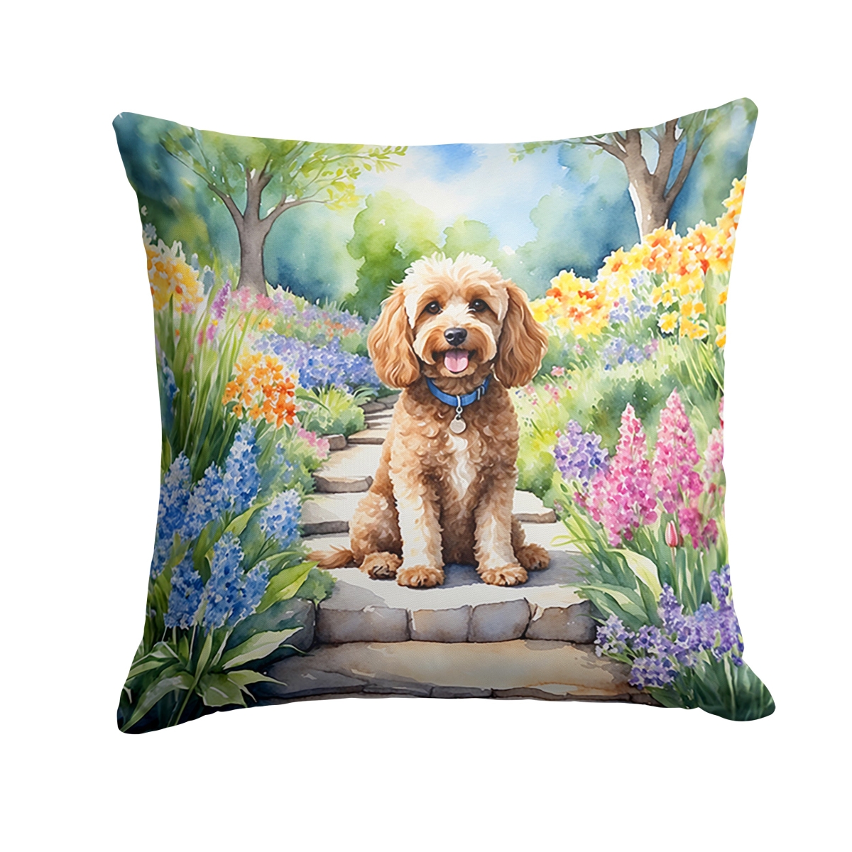 DAC6602PW1414 14 x 14 in. Cockapoo Spring Path Throw Pillow