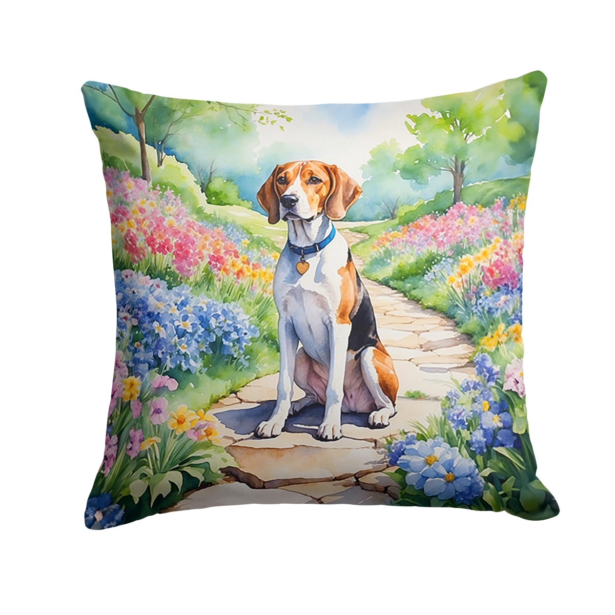DAC6623PW1414 14 x 14 in. English Foxhound Spring Path Throw Pillow