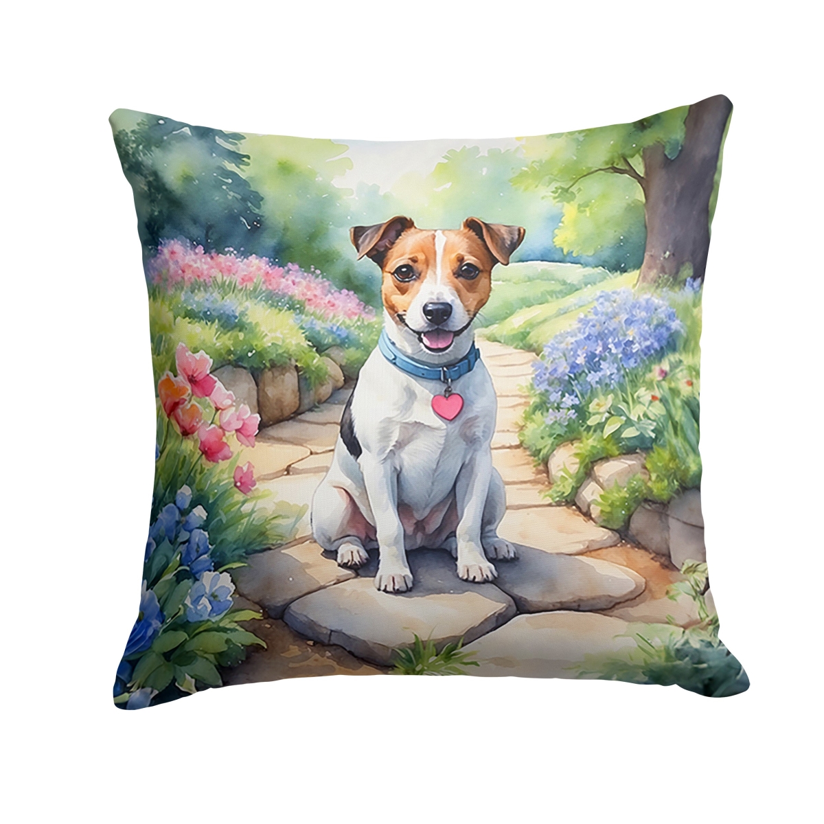 DAC6654PW1818 18 x 18 in. Jack Russell Terrier Spring Path Throw Pillow