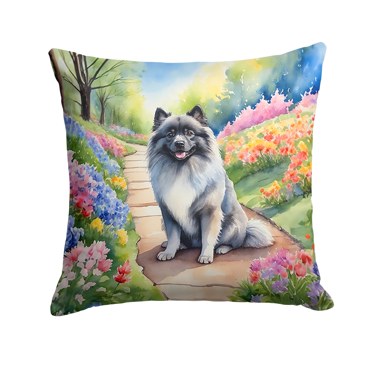 DAC6656PW1818 18 x 18 in. Keeshond Spring Path Throw Pillow