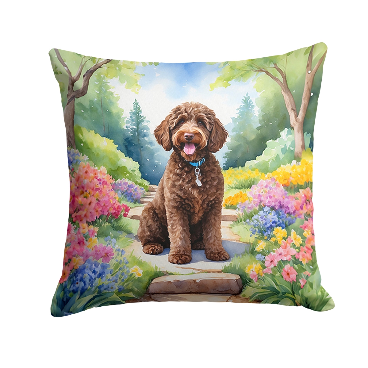 DAC6661PW1818 18 x 18 in. Labradoodle Spring Path Throw Pillow