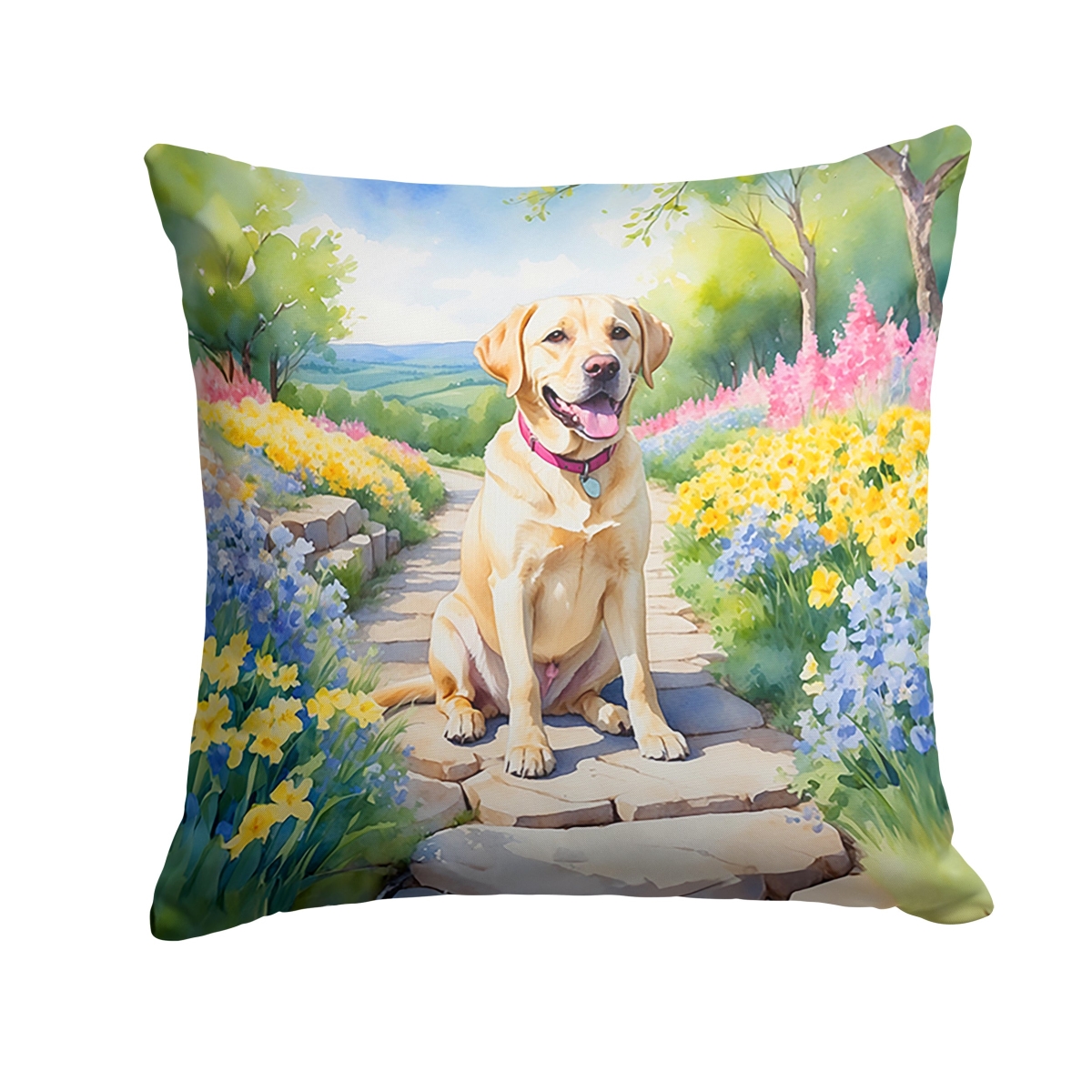 DAC6664PW1818 18 x 18 in. Labrador Retriever Spring Path Throw Pillow
