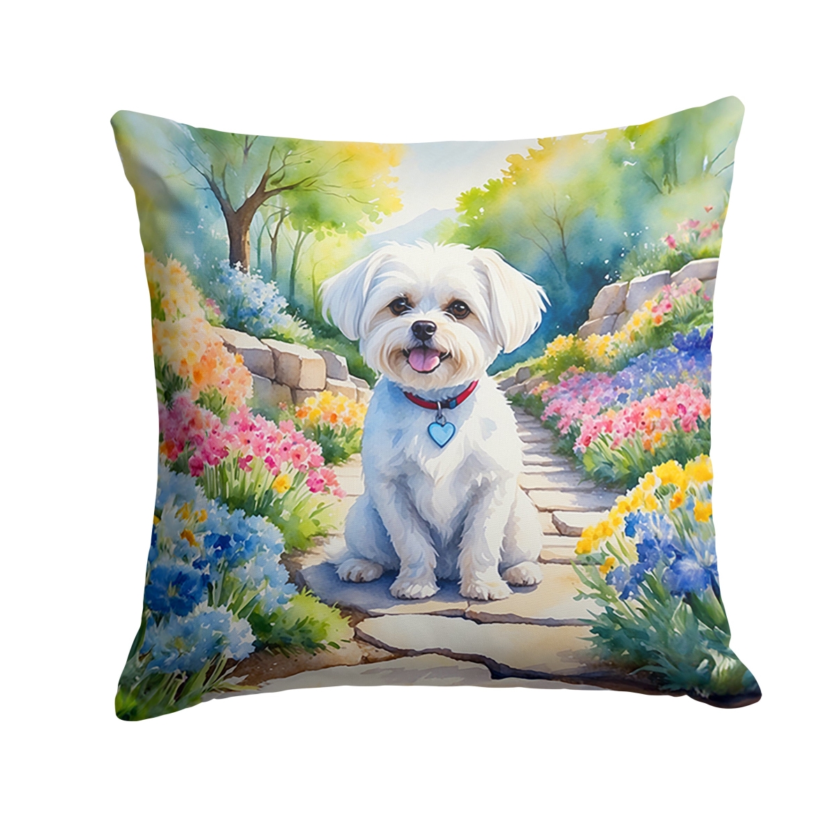 DAC6668PW1818 18 x 18 in. Maltese Spring Path Throw Pillow