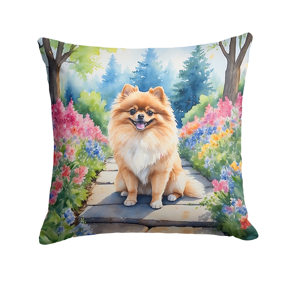 DAC6690PW1818 18 x 18 in. Pomeranian Spring Path Throw Pillow