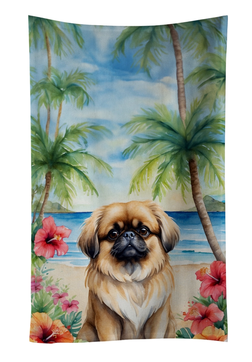 DAC6488KTWL 25 x 15 in. Pekingese Luau Kitchen Towel