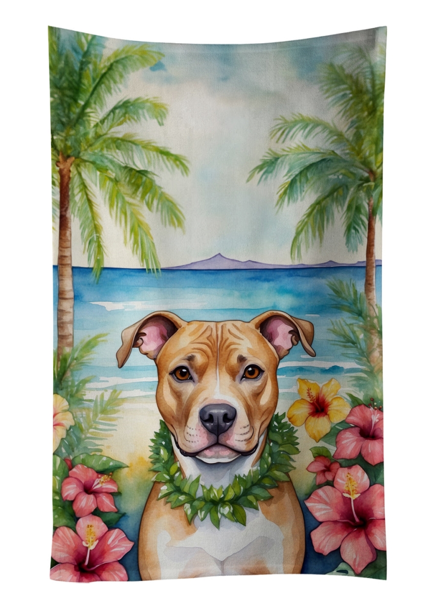 DAC6490KTWL 25 x 15 in. Pit Bull Terrier Luau Kitchen Towel