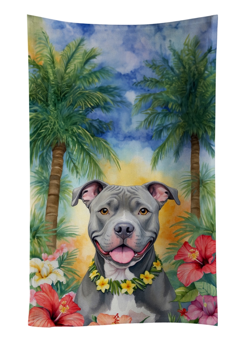 DAC6491KTWL 25 x 15 in. Pit Bull Terrier Luau Kitchen Towel