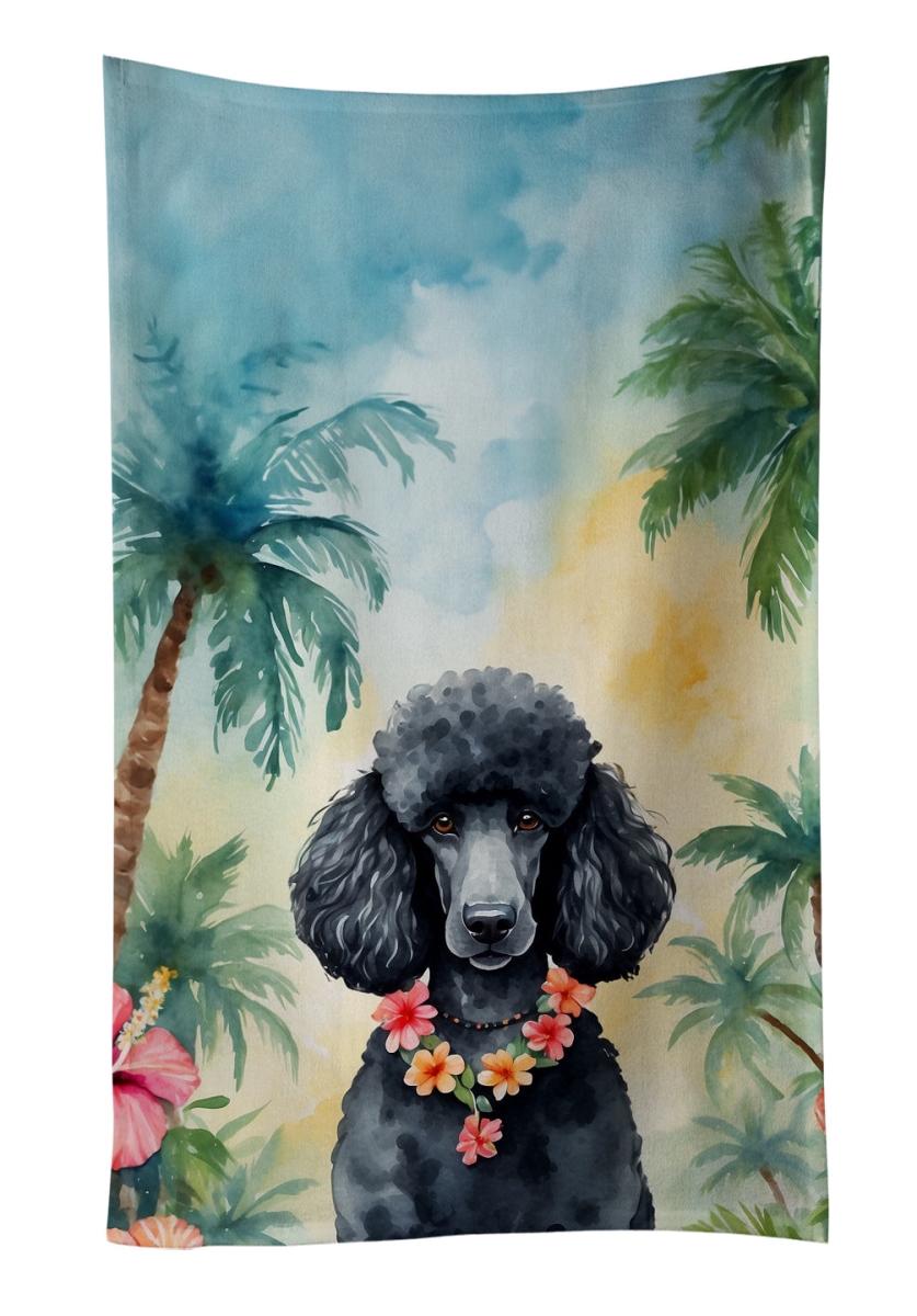 DAC6497KTWL 25 x 15 in. Black Poodle Luau Kitchen Towel