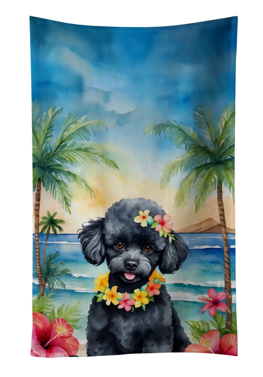 DAC6498KTWL 25 x 15 in. Black Poodle Luau Kitchen Towel