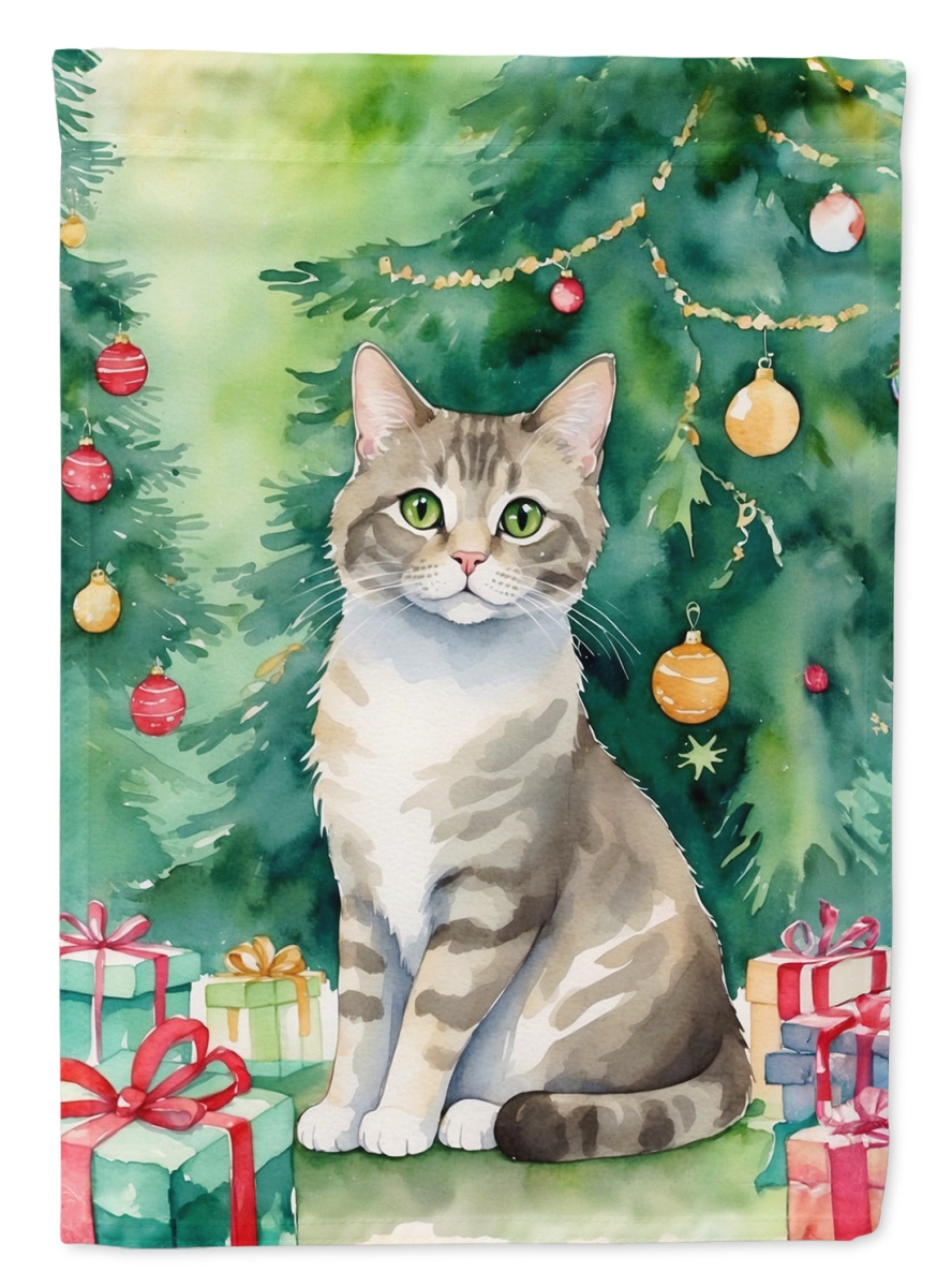 DAC7246GF 15.5 x 11.25 in. Pudelkatze Cat by the Christmas Tree Garden Flag