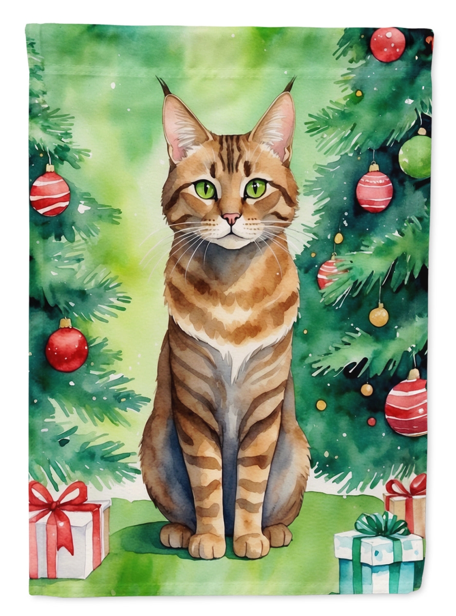 DAC7260GF 15.5 x 11.25 in. Sokoke Cat by the Christmas Tree Garden Flag