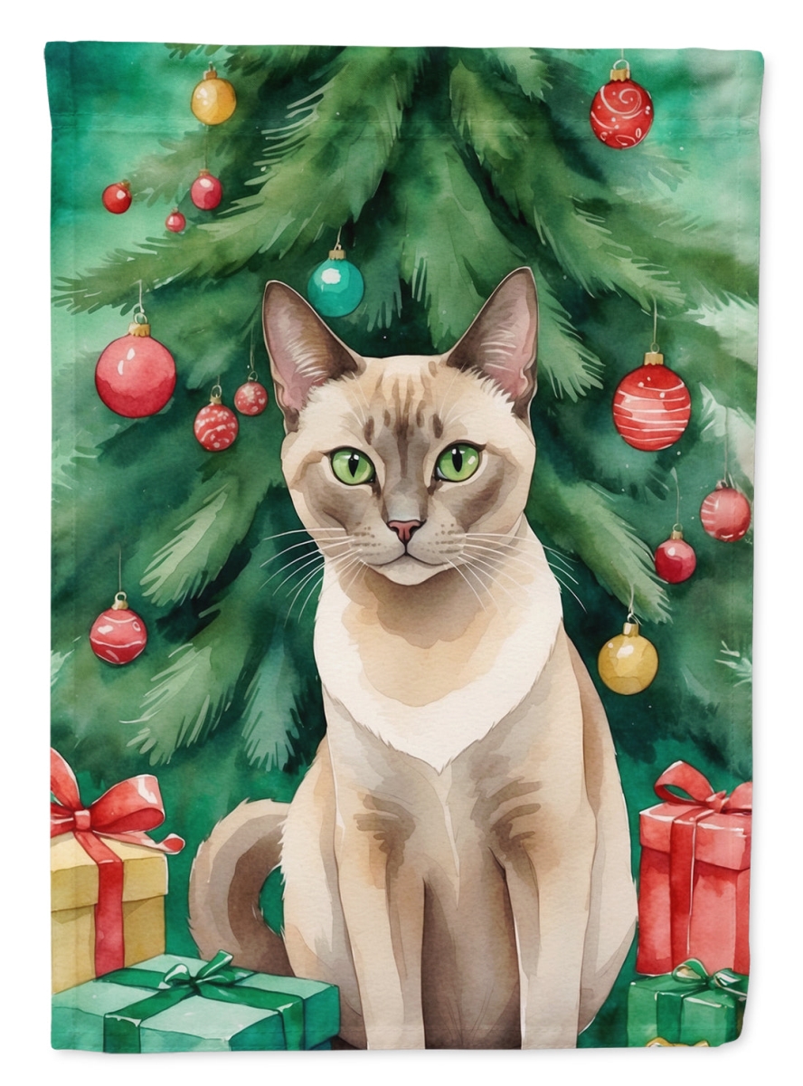 DAC7265GF 15.5 x 11.25 in. Tonkinese Cat by the Christmas Tree Garden Flag