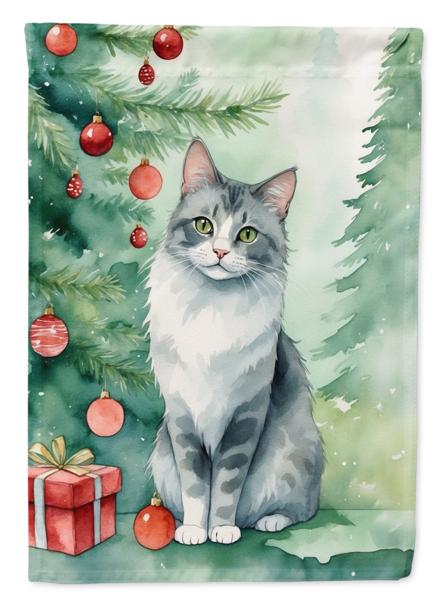 DAC7195CHF 40 x 28 in. Australian Mist Cat by the Christmas Tree House Flag