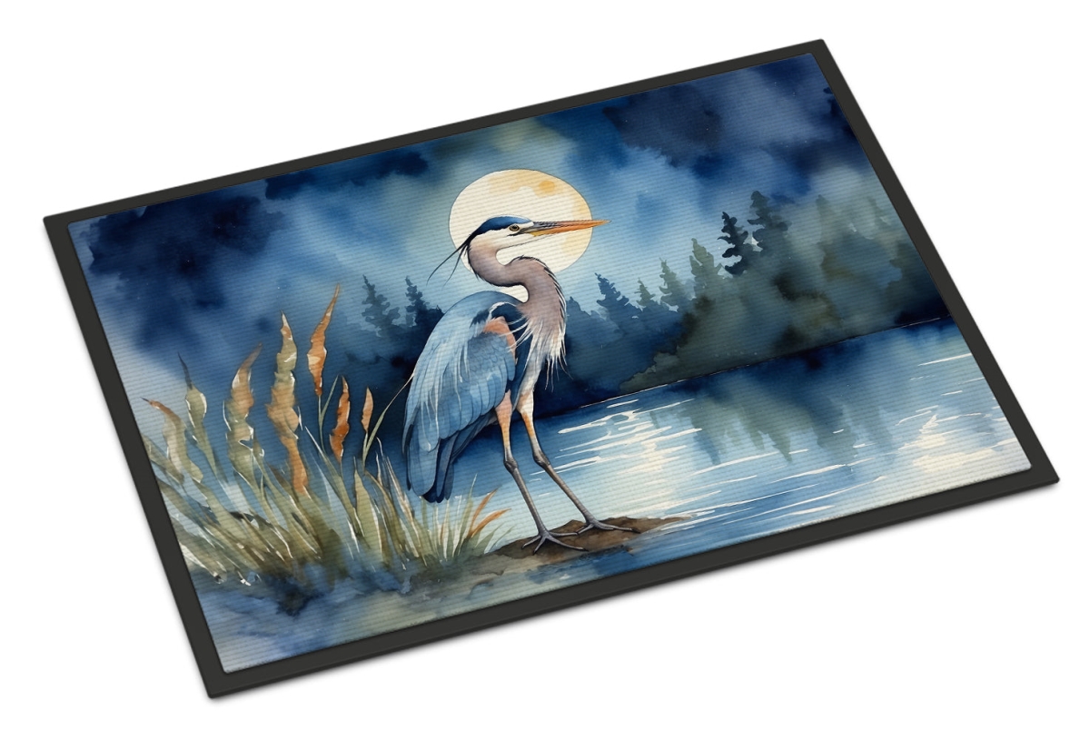 DAC7492MAT 18 x 27 in. Blue Heron Under the Moonlight Doormat